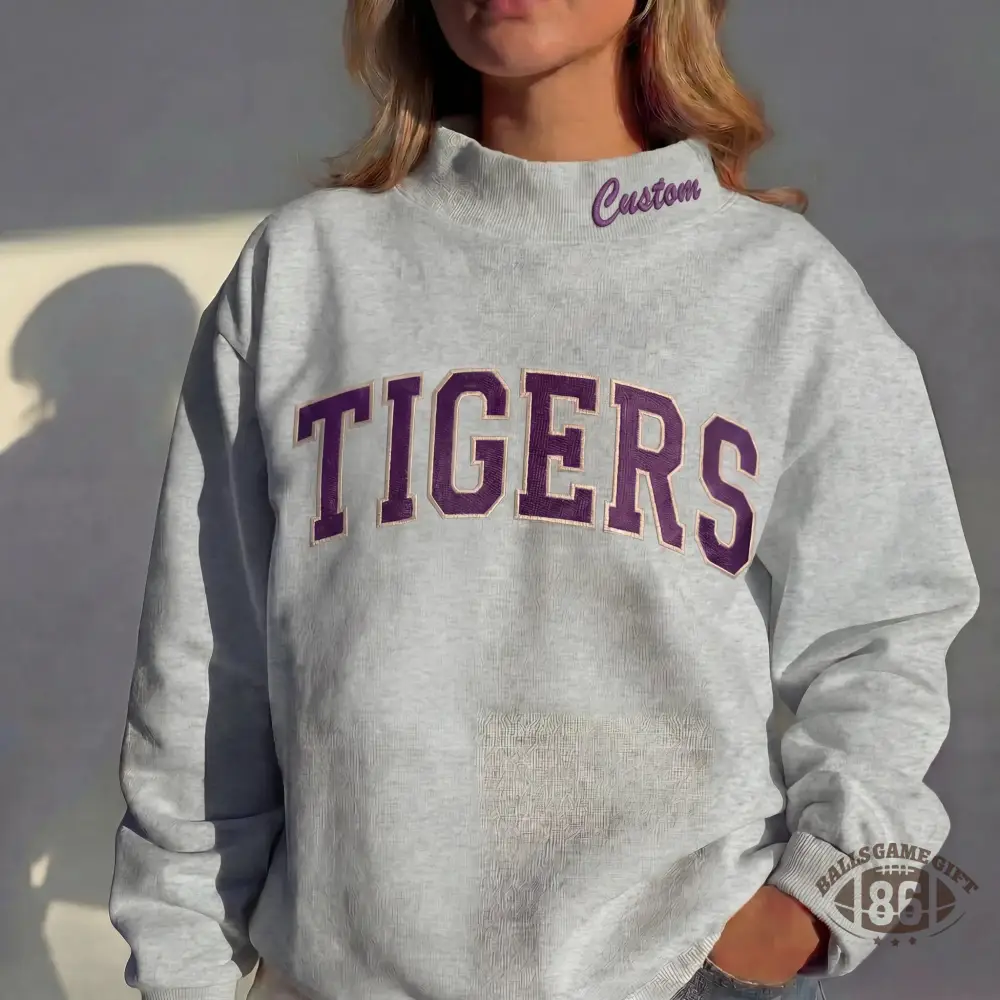 Custom Embroidered Mock Neck Team Name Sweatshirt Gifts for Sports Fans