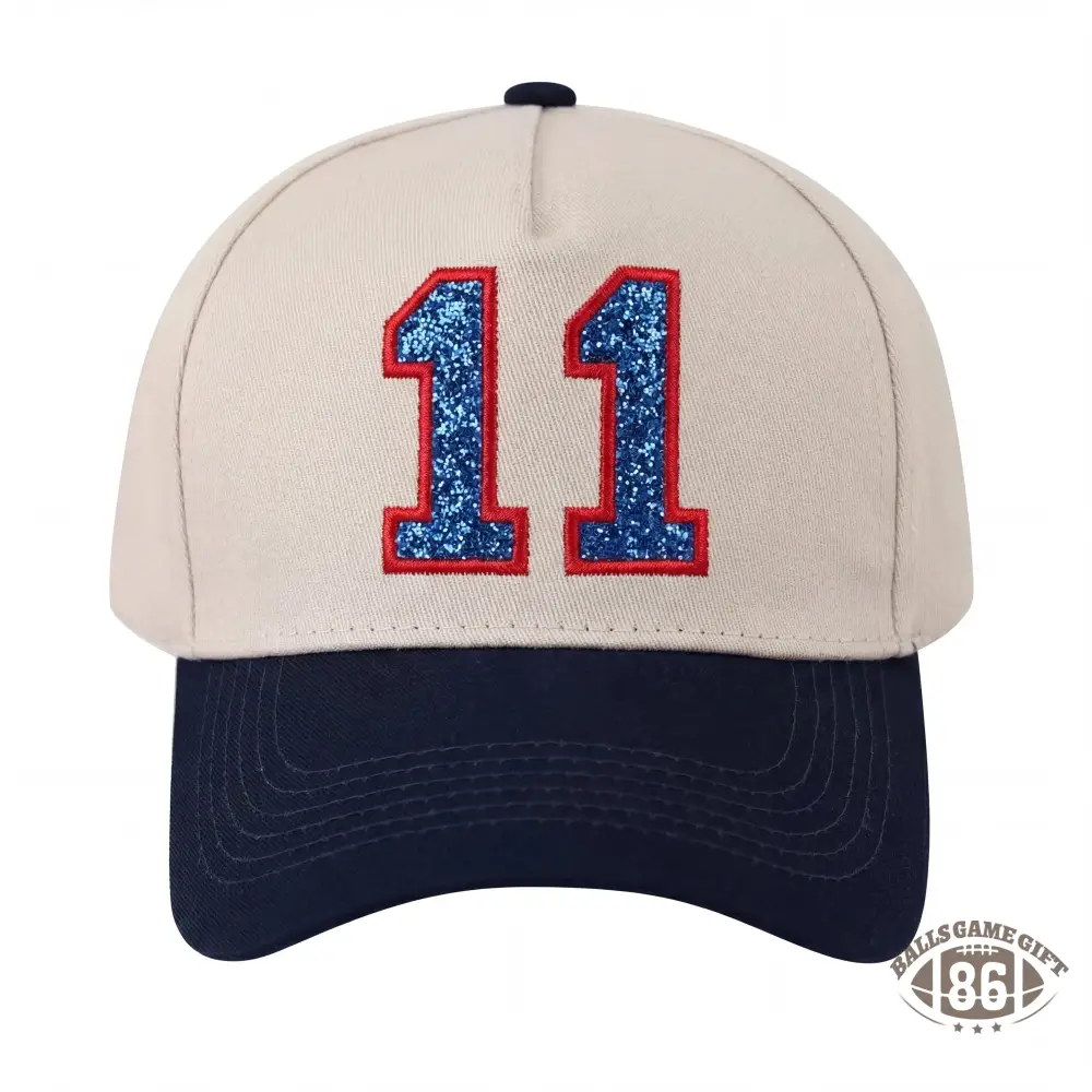 Glitter Sports Hat Custom Number or Letter Game Day Baseball Cap