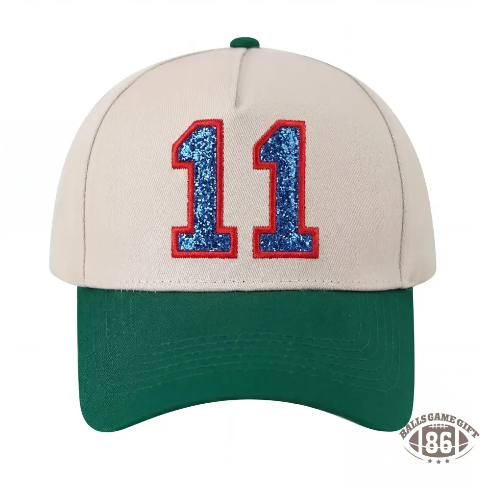 Glitter Sports Hat Custom Number or Letter Game Day Baseball Cap