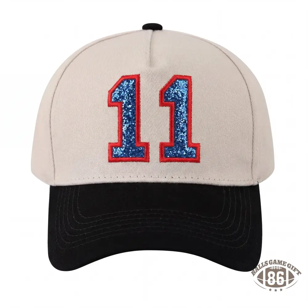 Glitter Sports Hat Custom Number or Letter Game Day Baseball Cap
