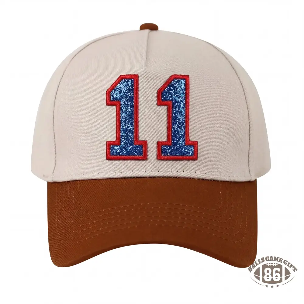 Glitter Sports Hat Custom Number or Letter Game Day Baseball Cap