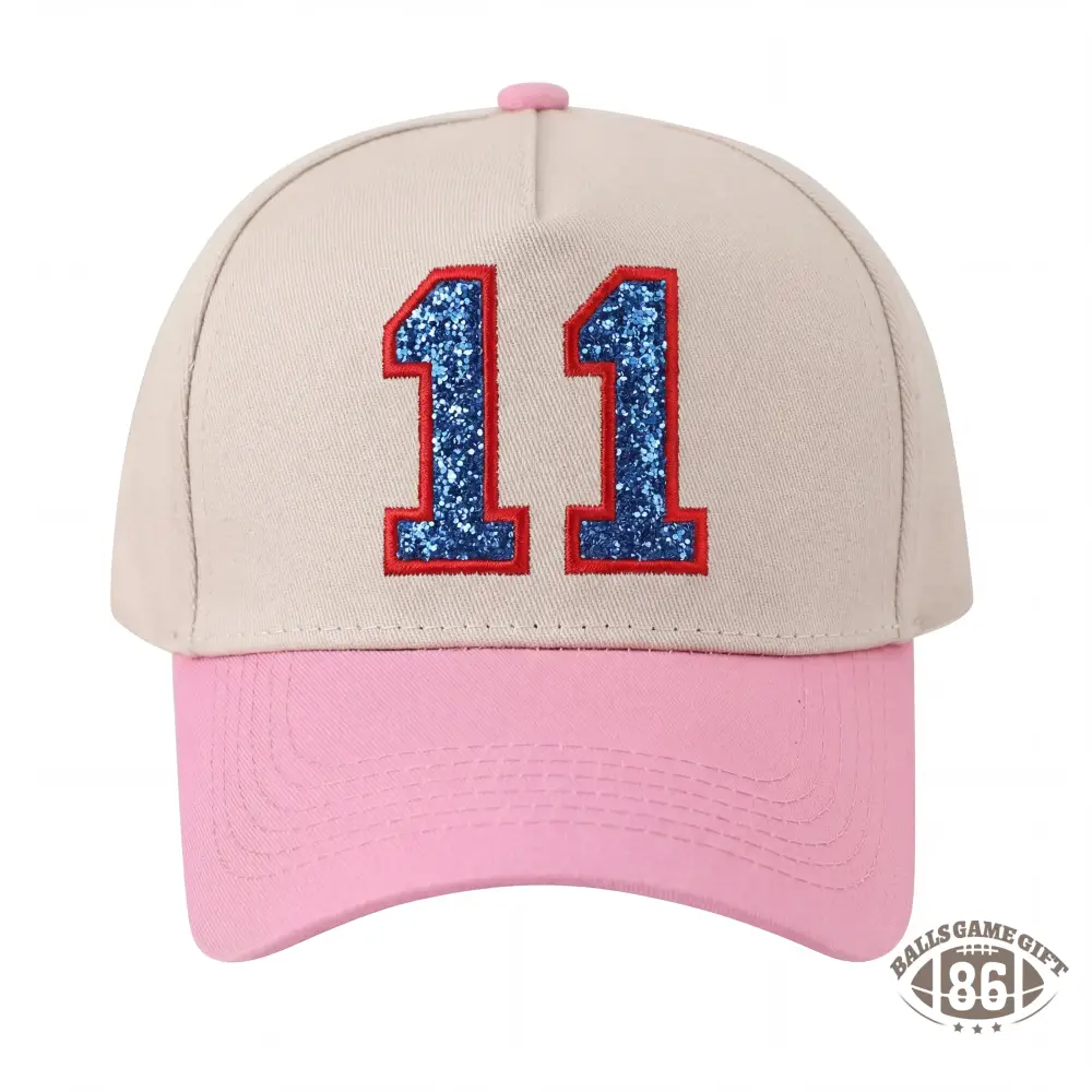 Glitter Sports Hat Custom Number or Letter Game Day Baseball Cap