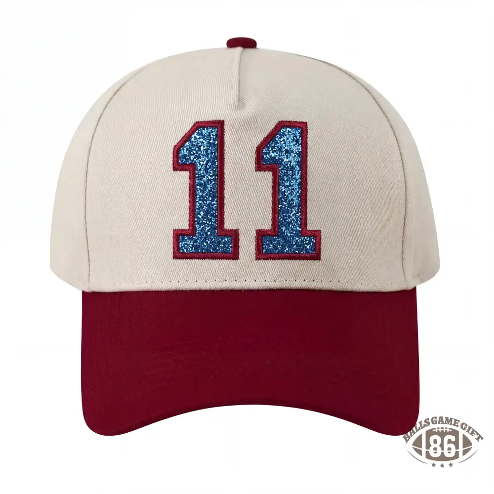 Glitter Sports Hat Custom Number or Letter Game Day Baseball Cap