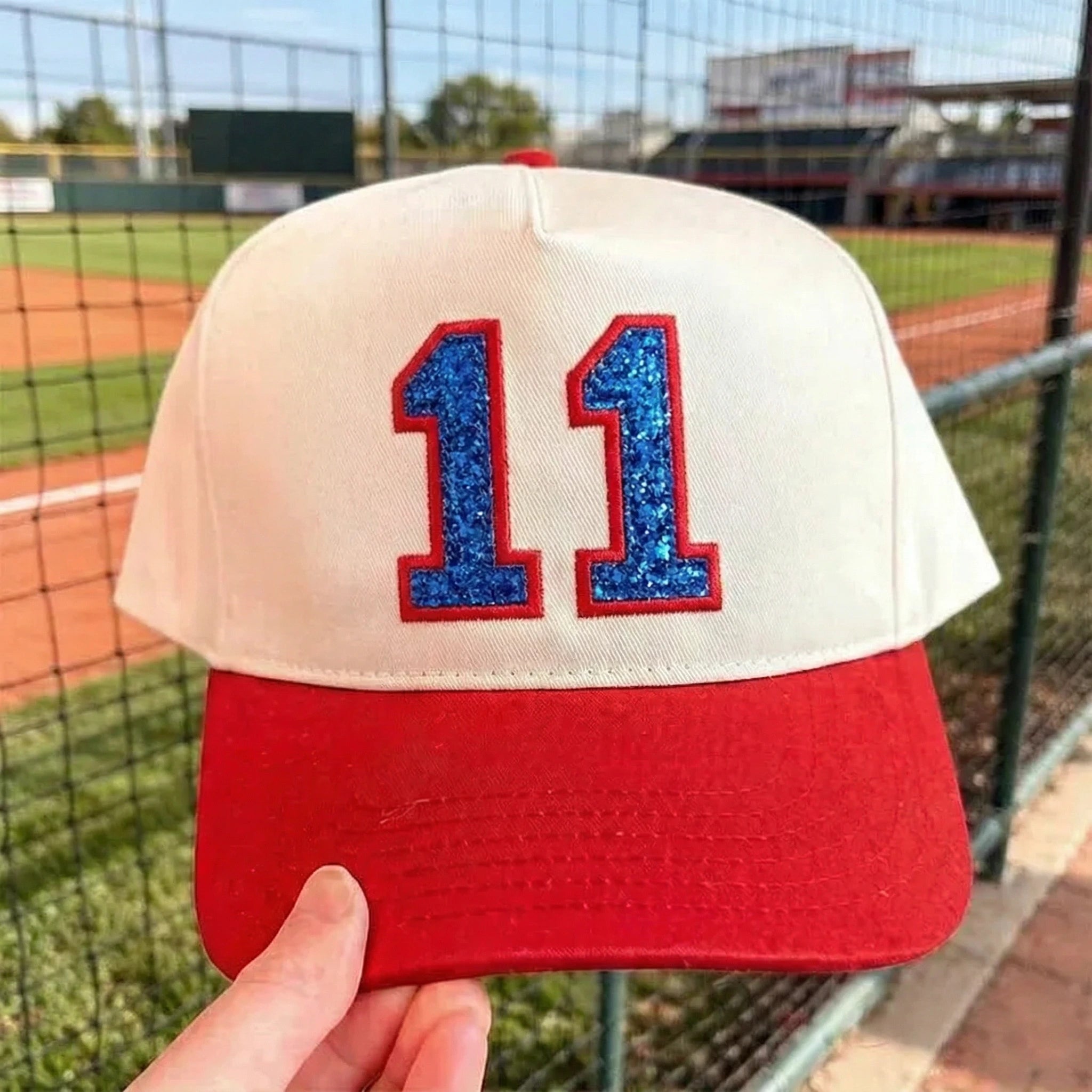 Glitter Sports Hat Custom Number or Letter Game Day Baseball Cap