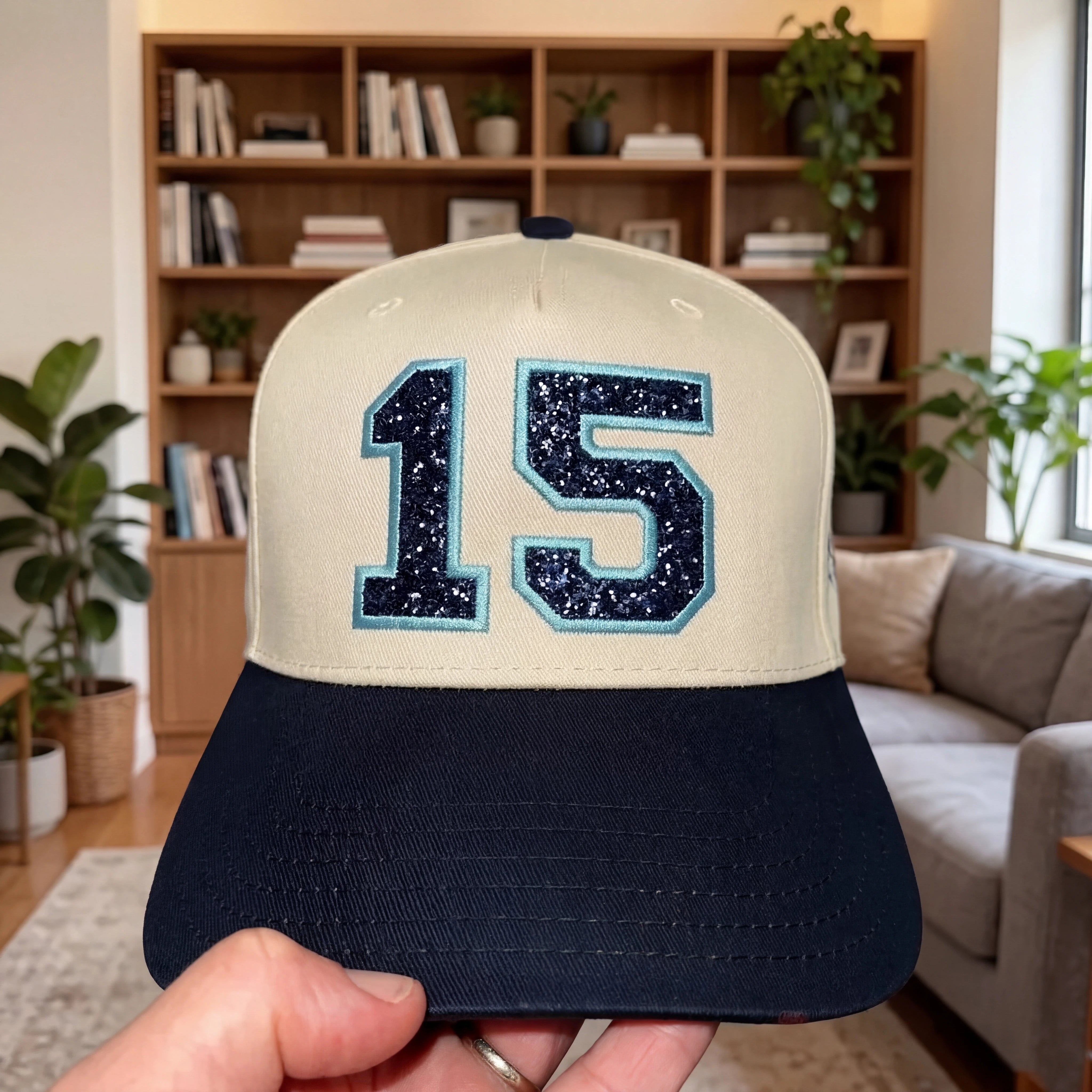 Glitter Sports Hat Custom Number or Letter Game Day Baseball Cap