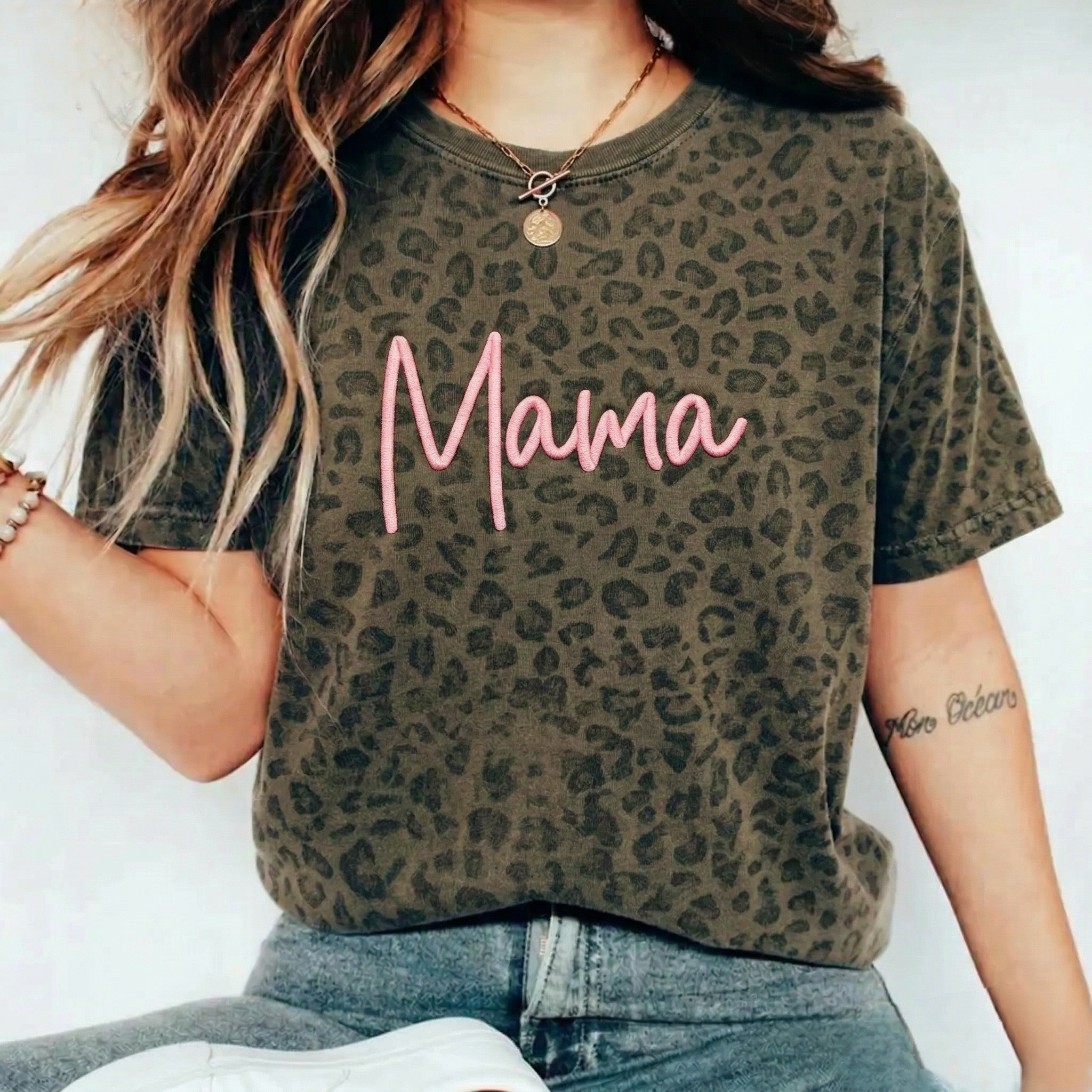 Custom 3D Embroidery Mama Camo Sweatshirt For Mom Mother's Day Gift