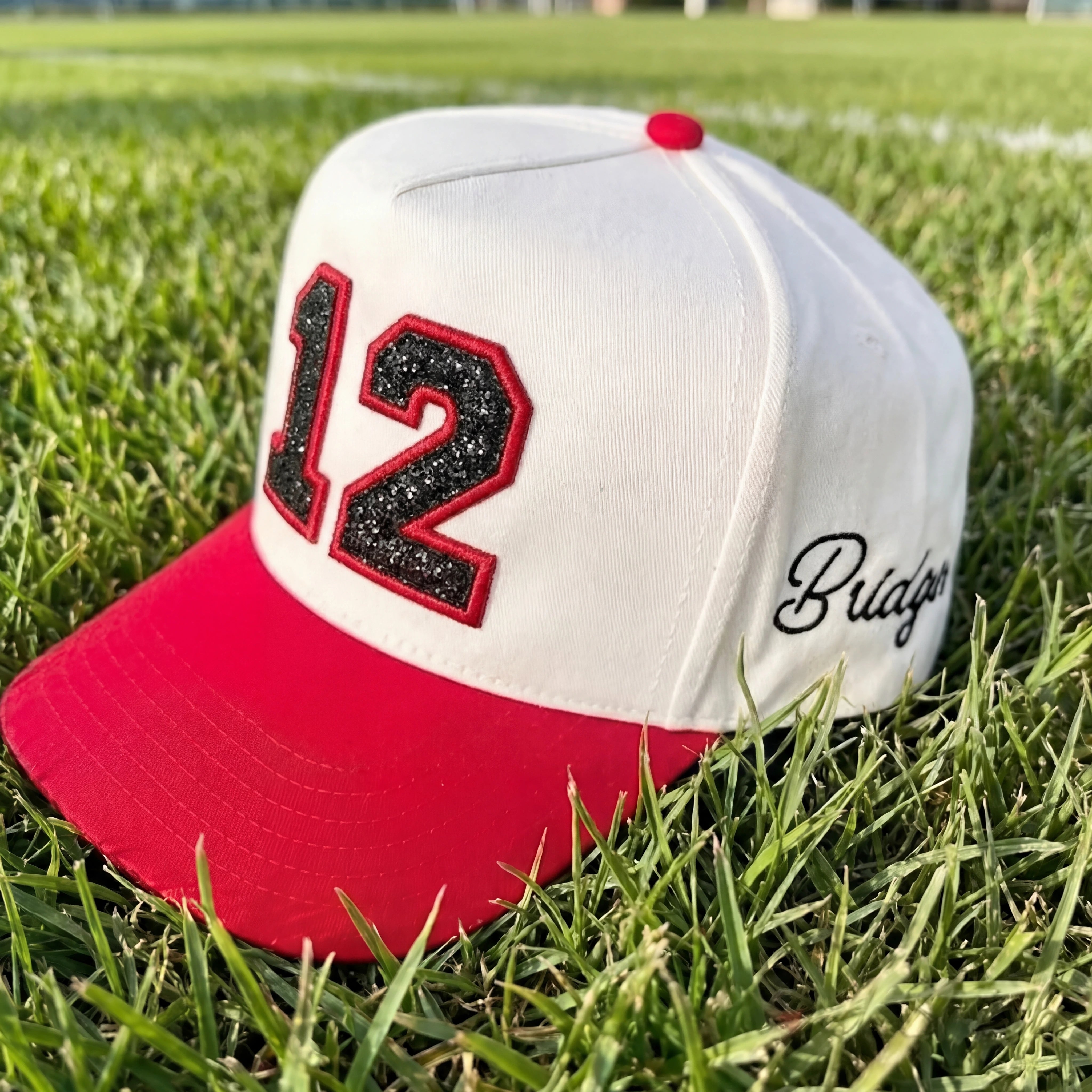Glitter Sports Hat Custom Number or Letter Game Day Baseball Cap