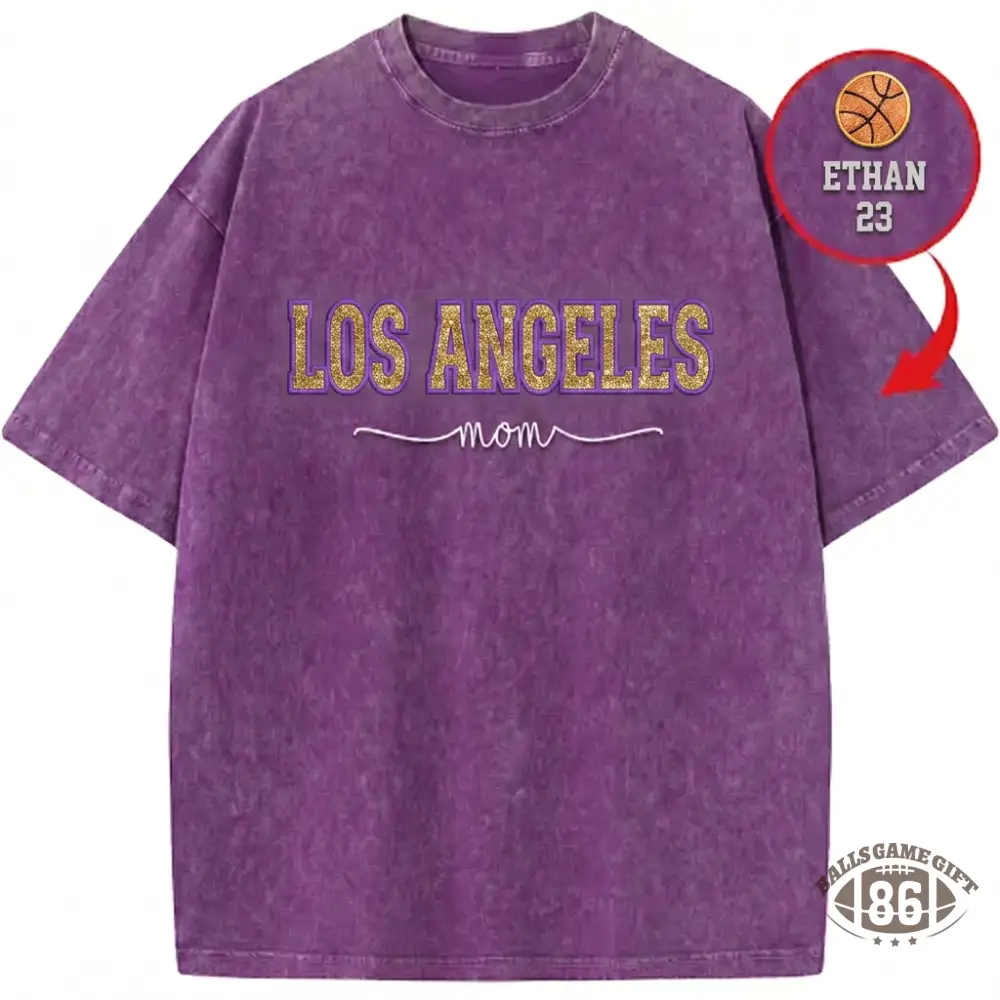 Basketball Mom Side Bow Washed T-shirt with Glitter Embroidered Coquette shirt