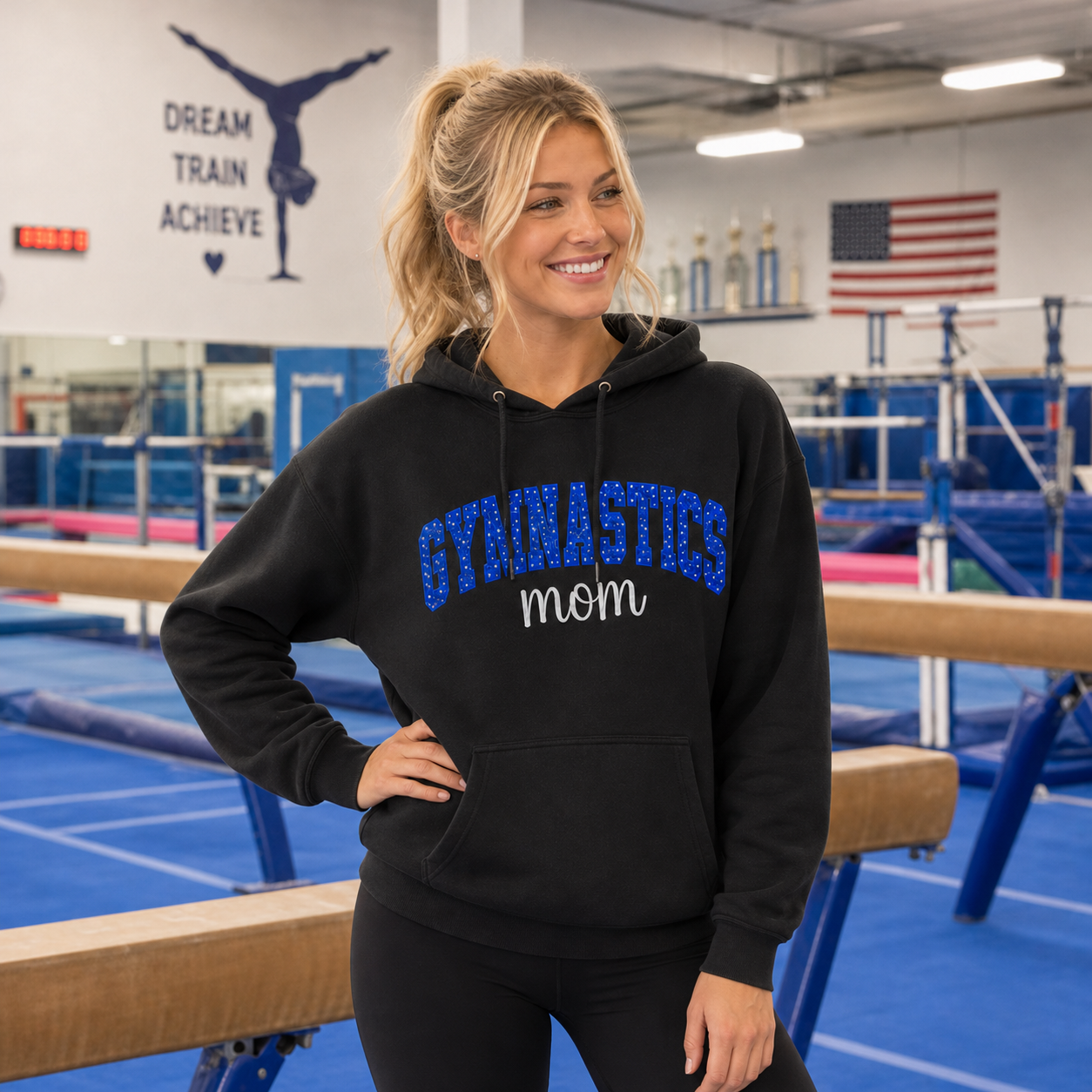 Personalized Gymnastics Mom Quarter Zip Sweatshirt | Custom Name Bow Embroidered Pullover
