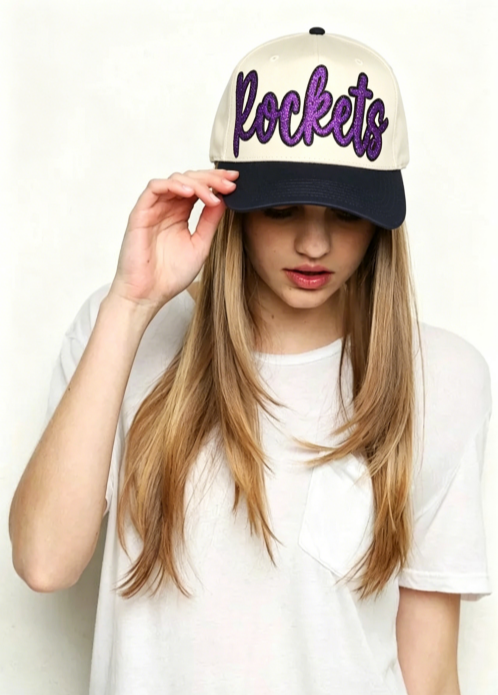 Las Vegas Raiders Inspired Glitter Script Hat - Sparkly Letter Adjustable Trucker Cap