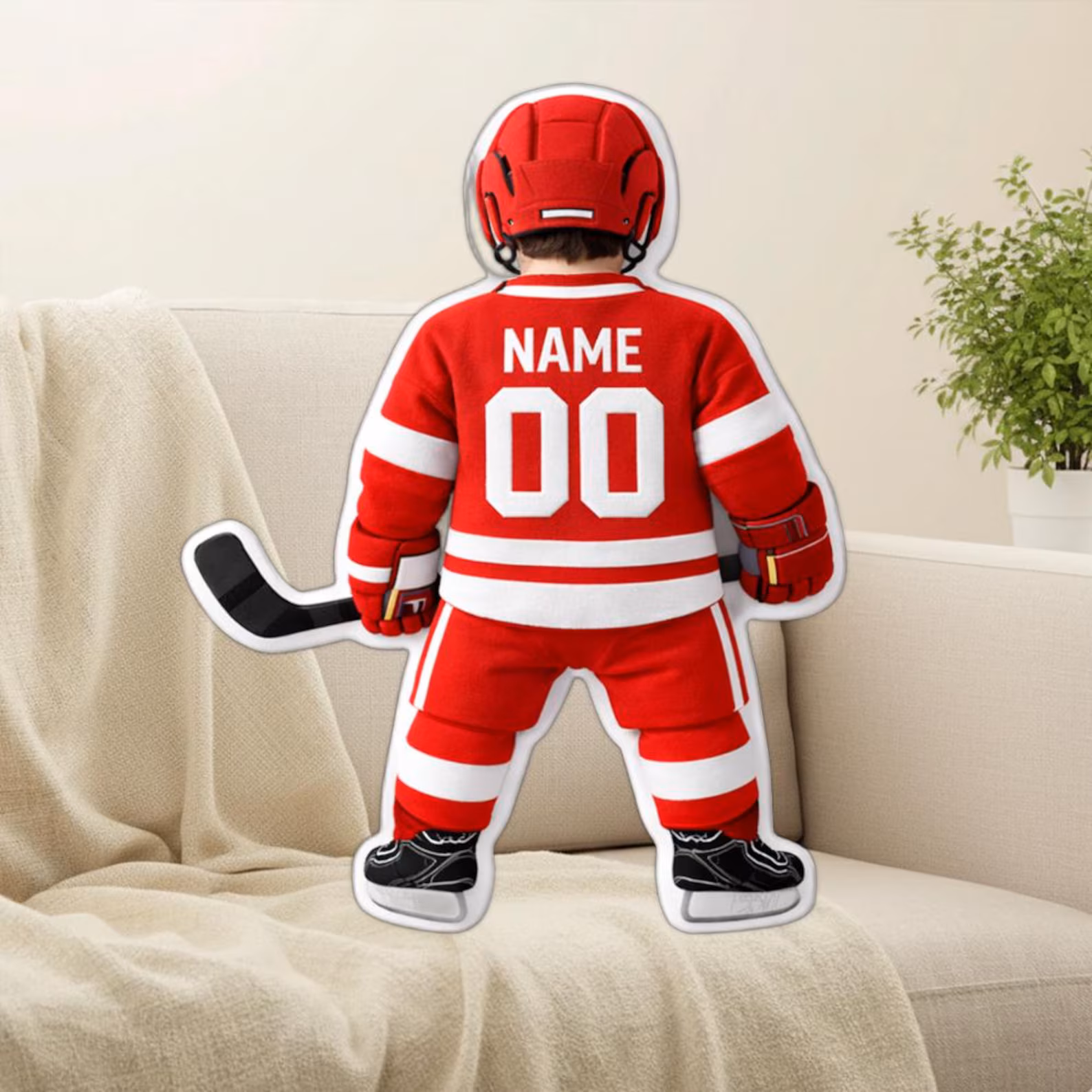 Personalized Hockey Player Pillow Custom Jersey Name Number Throw Pillow Hockey Fans Gifts For Kids 