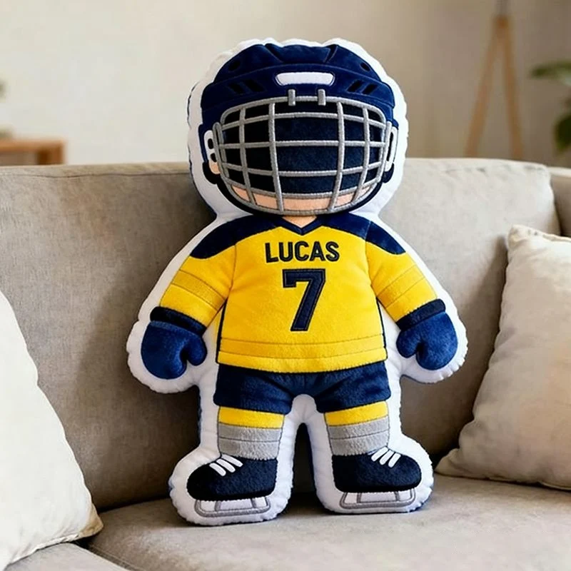 Personalized Hockey Player Pillow – Custom Name & Number Plush Gift