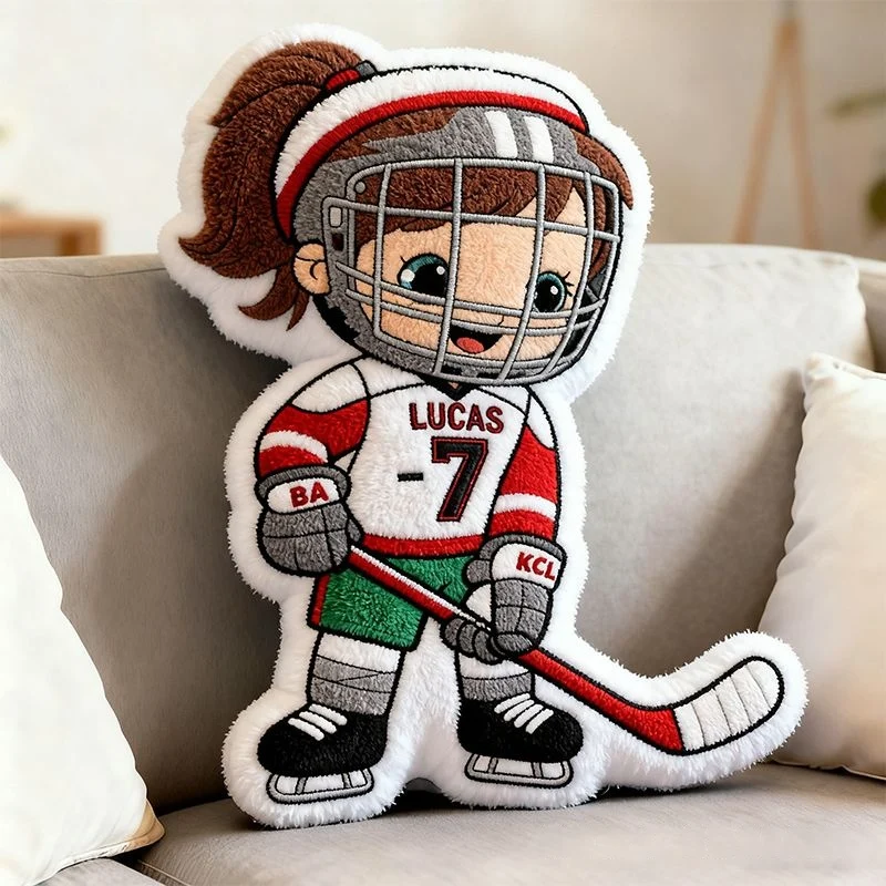 Personalized Hockey Player Pillow – Custom Name & Number Plush Gift