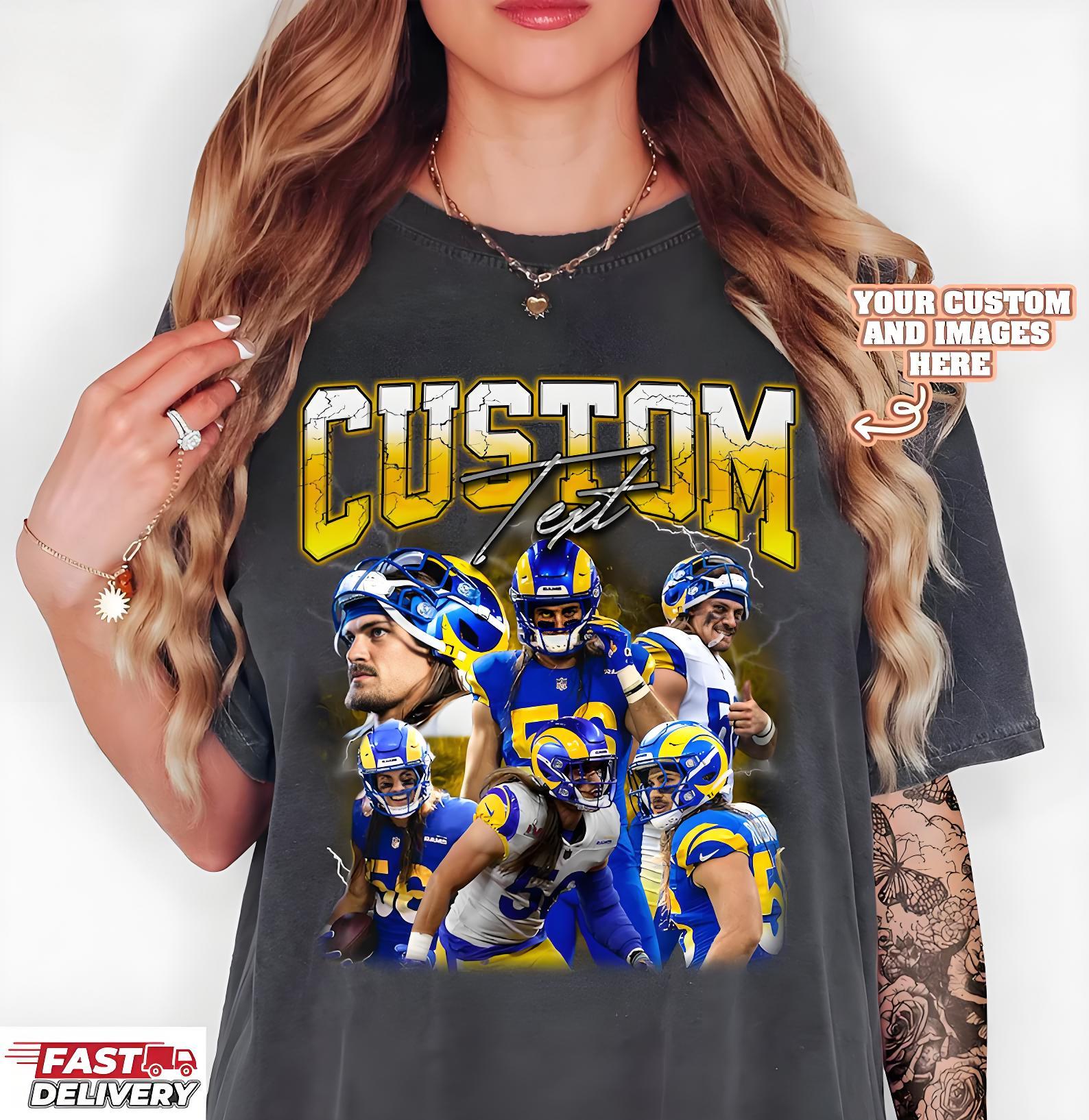 Personalized Football Spirit Shirt – Glitter Number & Name Fan Apparel – Trendy Oversized Sports T-Shirt