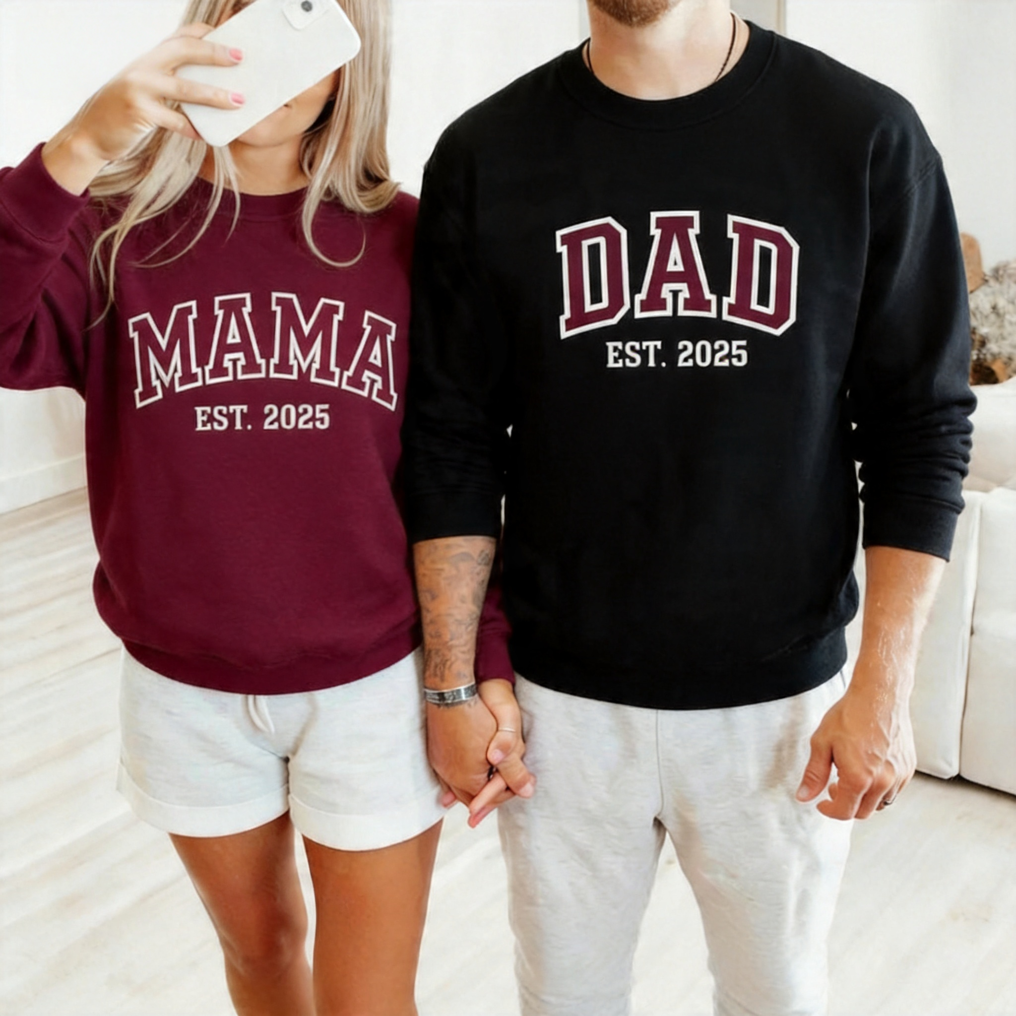  Custom Matching Parent Sweatshirt/T-shirt/Hoodie for Mother's Day and Father's Day Gifts