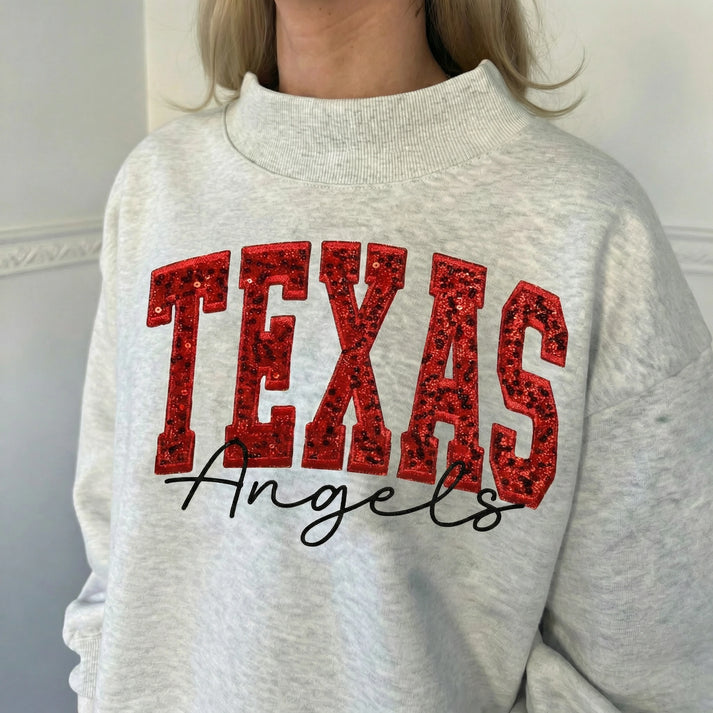Personalized Sequin Letters Name Team Mock Neck 