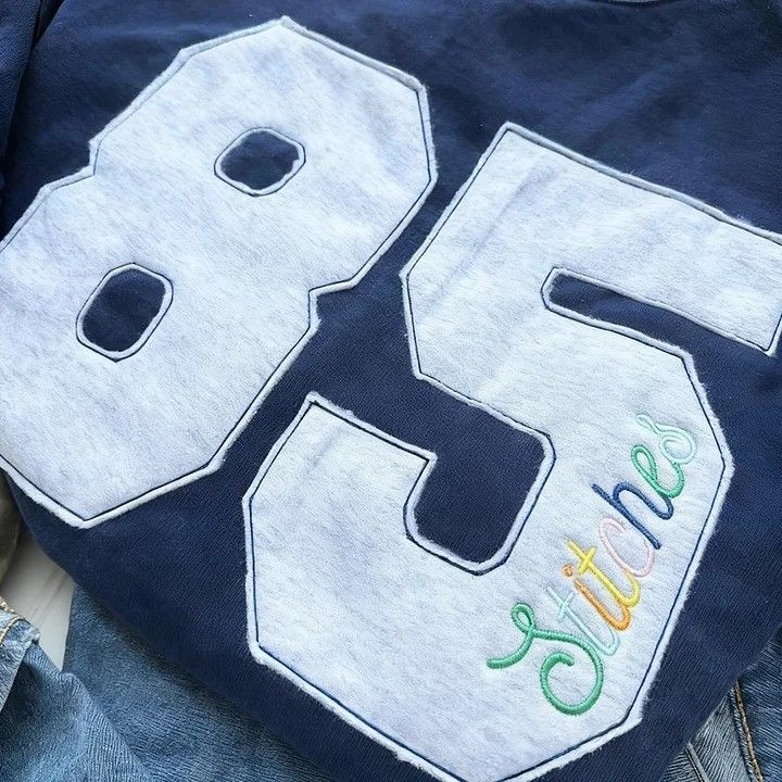 Sports Number Embroidered Crewneck Team or Player Name Sweatshirt