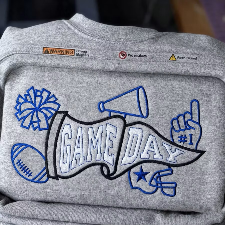Custom Game Day Embroidered Sweatshirt | Football Pennant Crewneck for Team Spirit