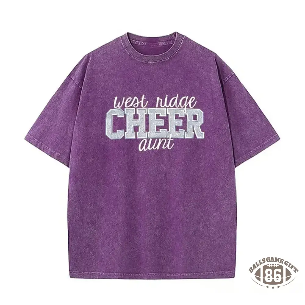 Personalized Custom Glitter Embroidered Cheer Mom Washed T-Shirt
