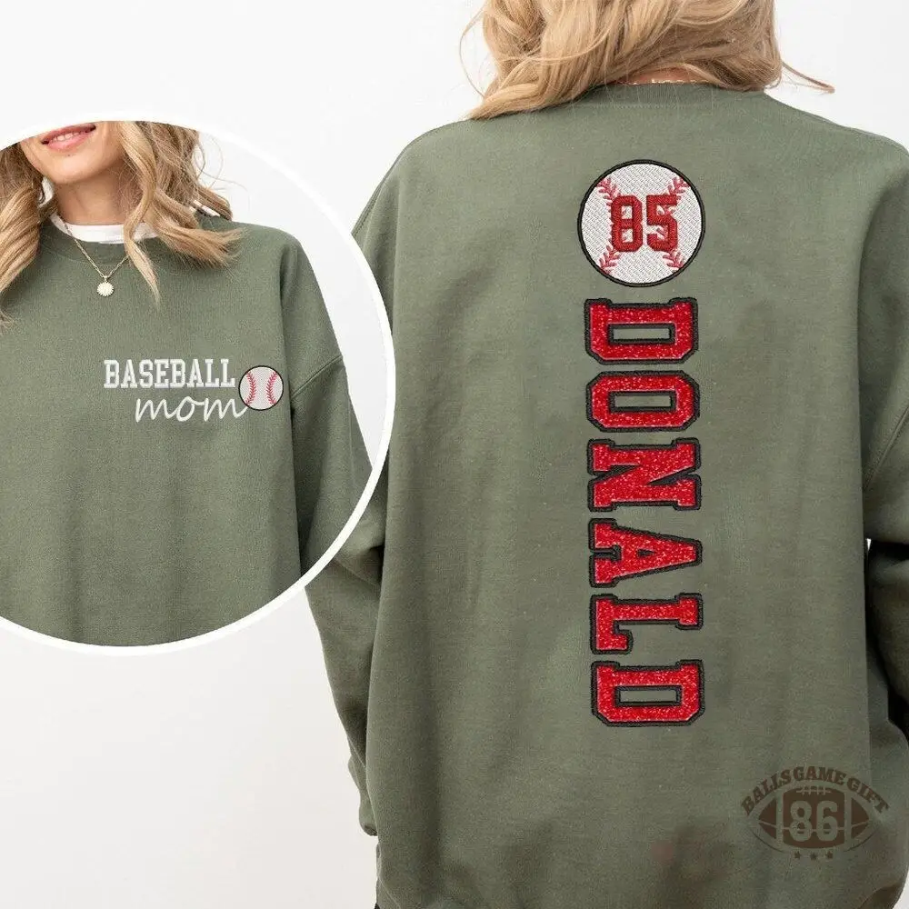 Baseball Mom Sweatshirt Glitter Embroidery Name or Team Name Hoodie
