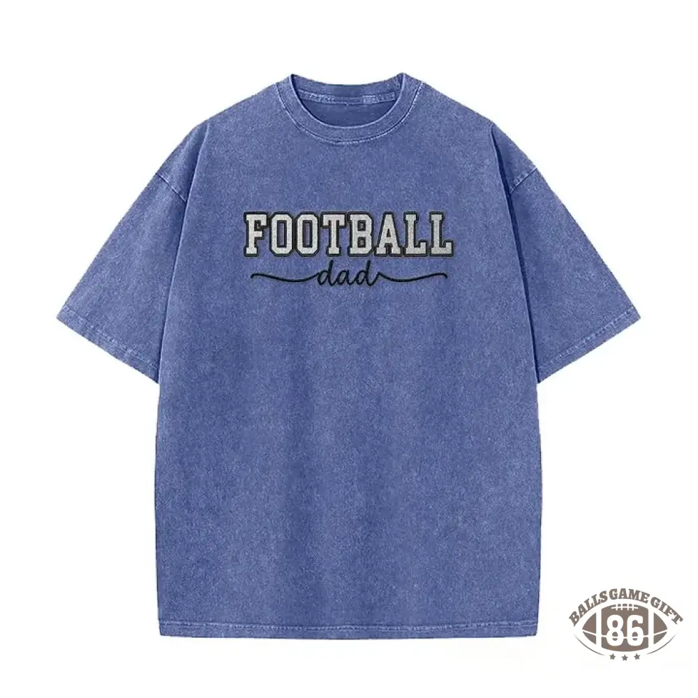 Glitter Embroidered Football Mom Proud Sport Mom Washed T-Shirt