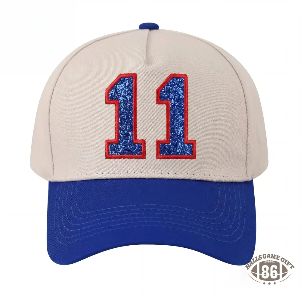 Glitter Sports Hat Custom Number or Letter Game Day Baseball Cap