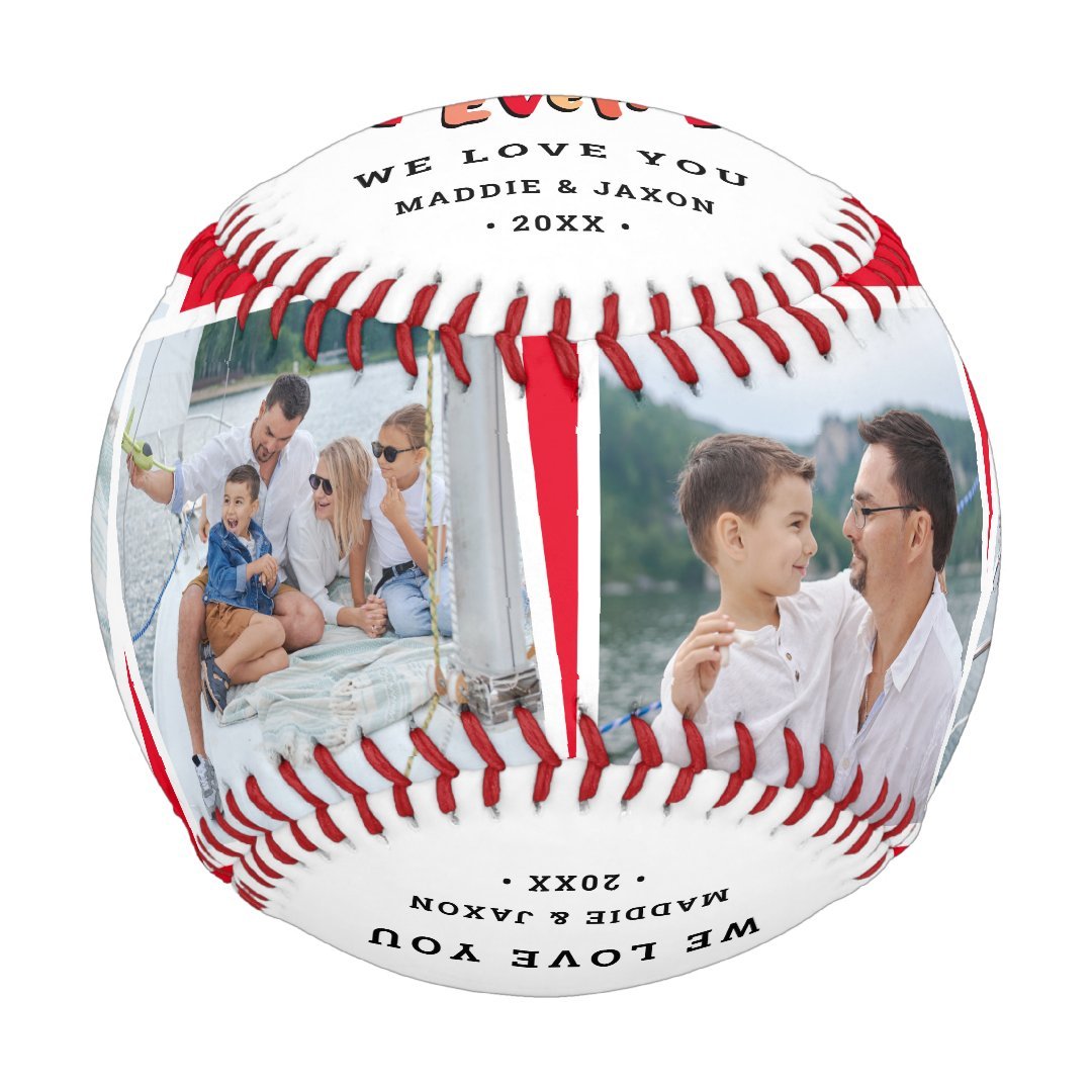 Trendy 4 Photo Best Dad Ever Keepsake Fathers Day Baseball