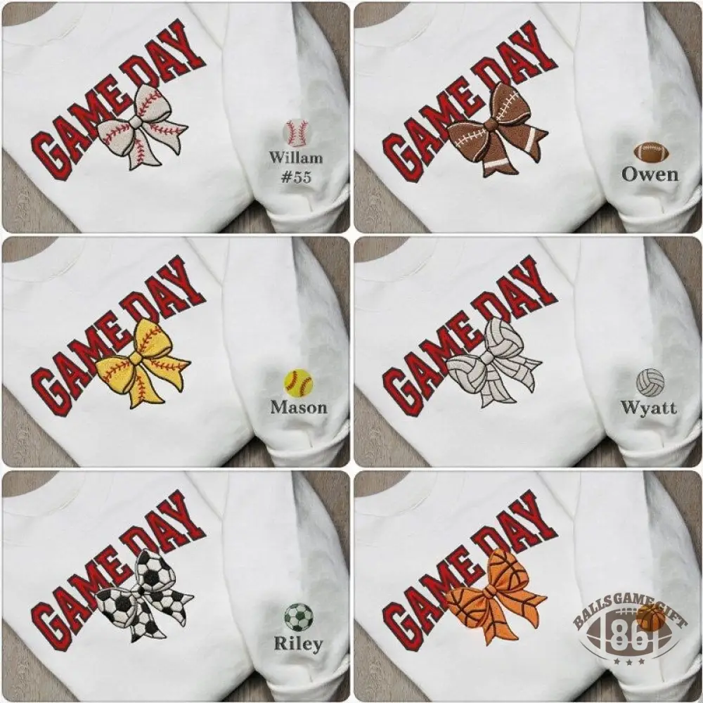 Custom Bow Applique Embroidery Apparel Fan Shirt Player Gift Crewneck Hoodie T-Shirt