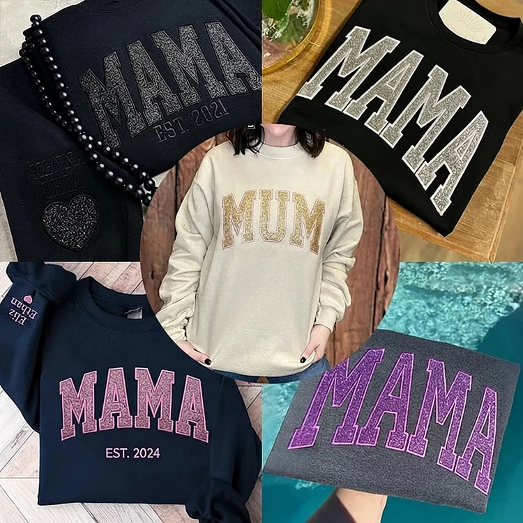 Custom Applique Glitter Mama Sweatshirt/T-shirt