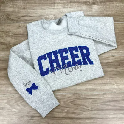 Custom Embroidered Glitter Cheer Mom T-shirt&Sweatshirt , Cheer Mom Gift