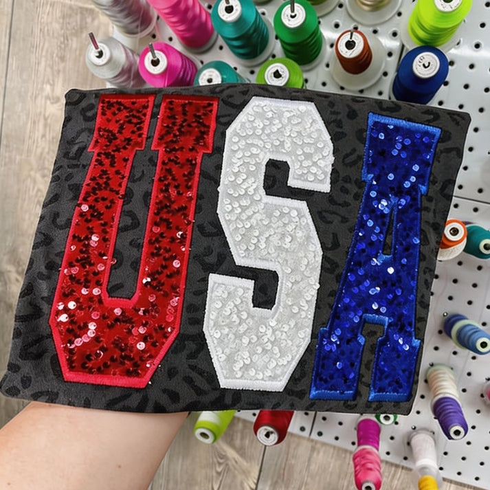 Custom Leopard Sweatshirt with Individual Letter Sequins