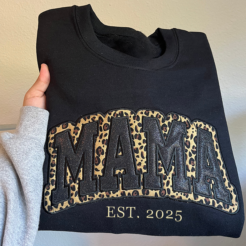 Retro MAMA Leopard Crewneck, Comfortable Mom Life Sweatshirt for Daily Wear