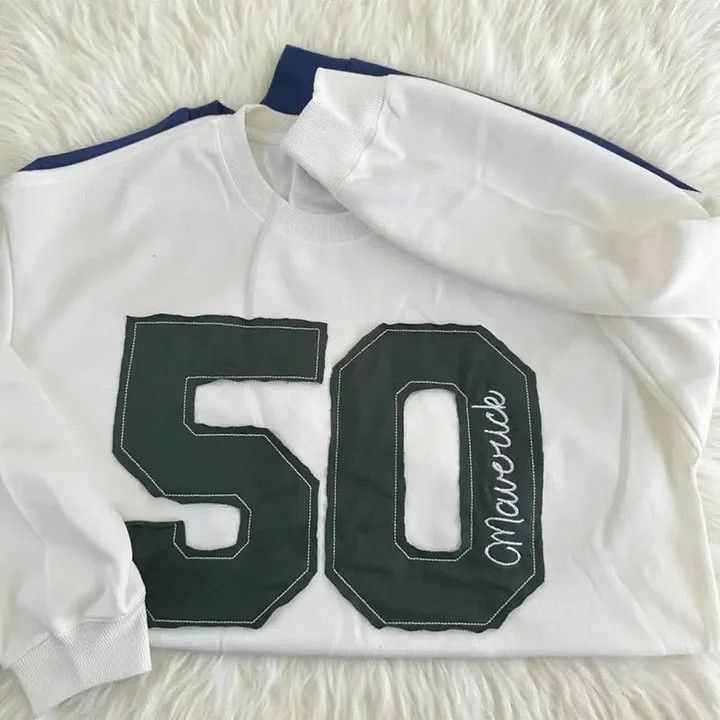 Sports Number Embroidered Crewneck Team or Player Name Sweatshirt