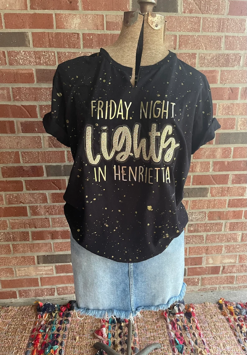 Friday Night Lights Spirit Tee – Glitter Letter Game Day Shirt