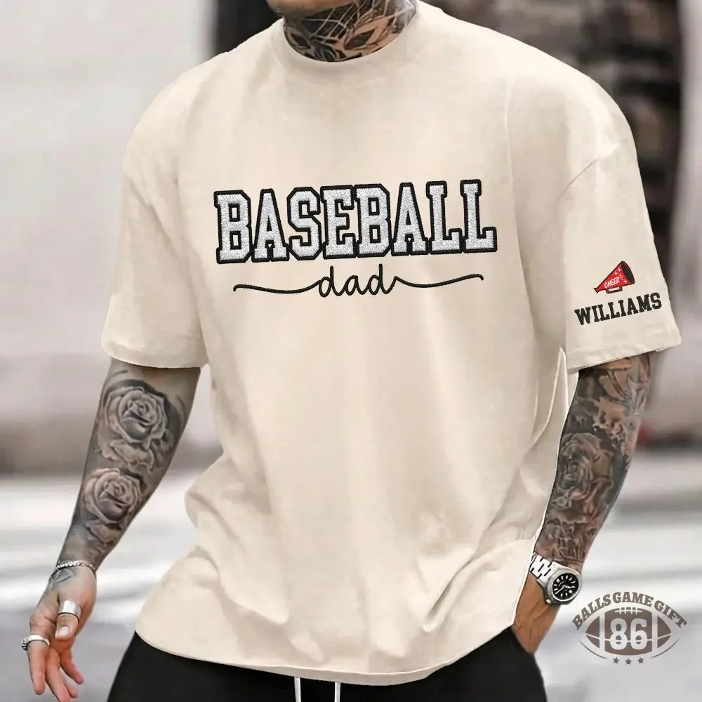 Proudstitch Baseball Mom Dad Glitter Embroidered Washed T-shirt with Side Bow