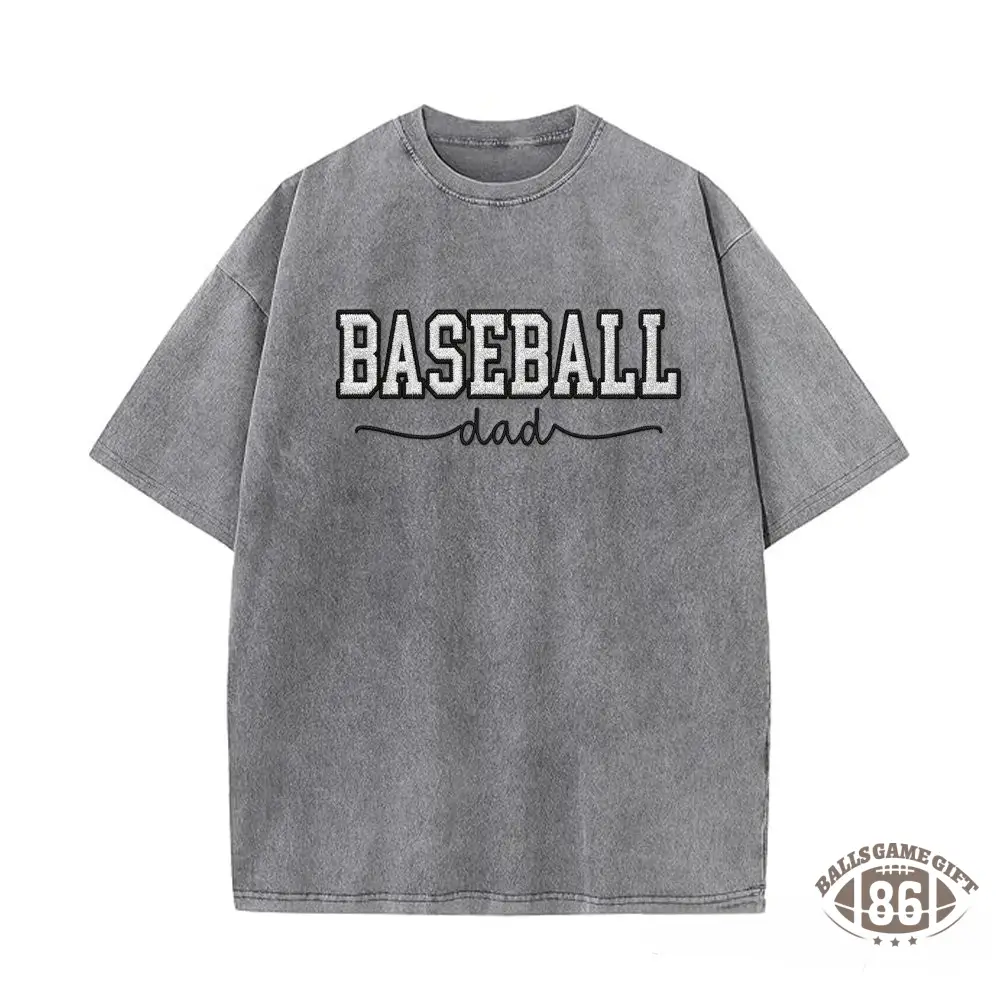 Proudstitch Baseball Mom Dad Glitter Embroidered Washed T-shirt with Side Bow