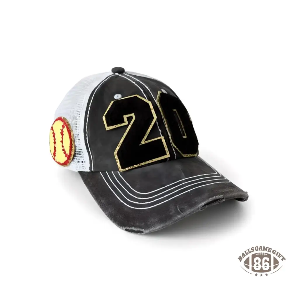 Baseball Mom Hat, Personalized Number Patch, Varsity Trucker Cap