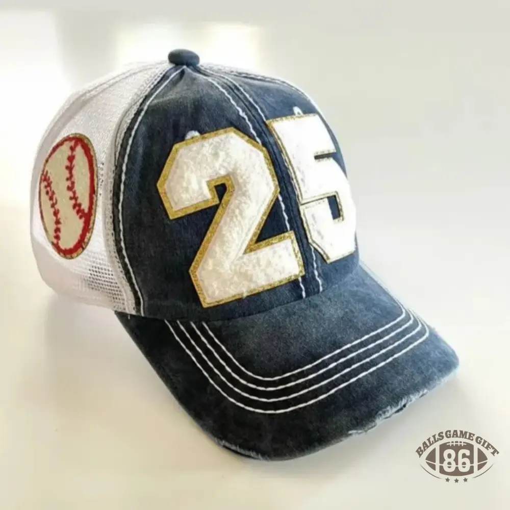 Baseball Mom Hat, Personalized Number Patch, Varsity Trucker Cap
