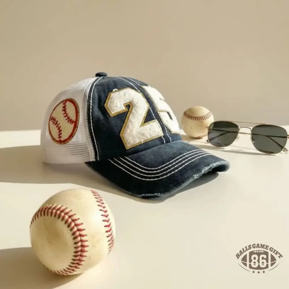 Baseball Mom Hat, Personalized Number Patch, Varsity Trucker Cap
