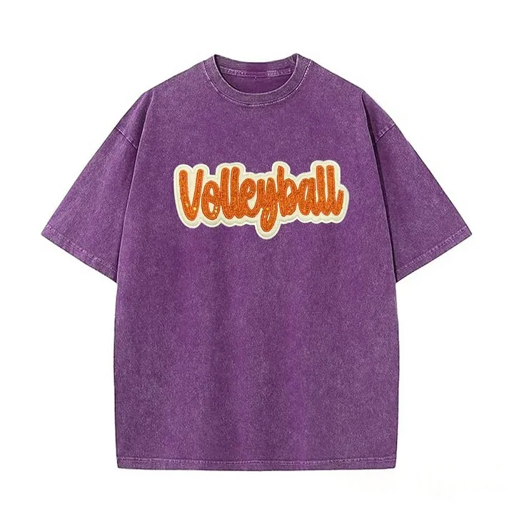 Sequin Volleyball Game Day Distressed T-Shirt with Side Bow Detail