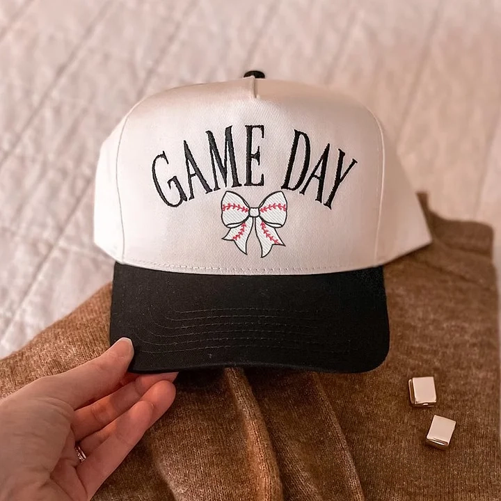 Game Day Sport Bow Embroidery Baseball Cap Sport Mom Gifts