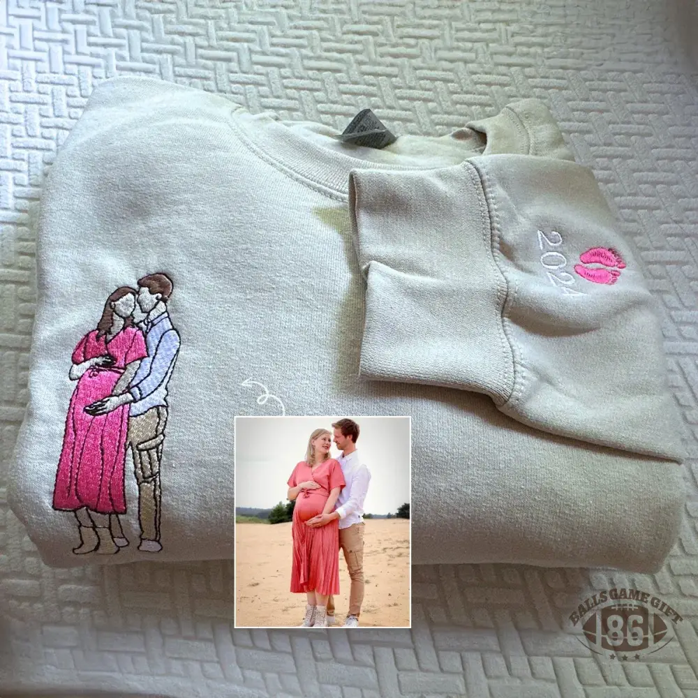 Custom Mama & Mom Portrait Embroidered Sweatshirt, Personalized Family Photo Crewneck, Mother's Day Gift
