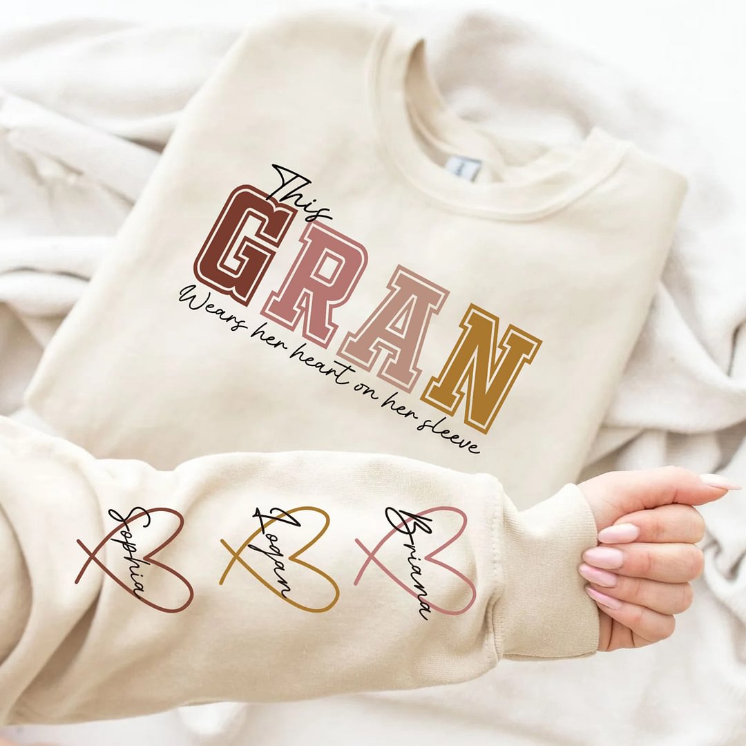 Custom Mama Embroidered Sweatshirt with Names on Sleeve Personalized Mother's Day Gift for Mom
