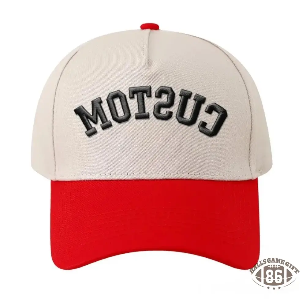 Custom Upside Down Hat 3D Puff Embroidered Two Tone Baseball Cap