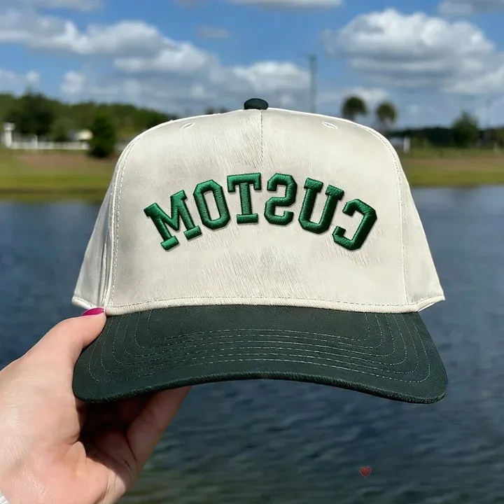 Custom Upside Down Hat 3D Puff Embroidered Two Tone Baseball Cap