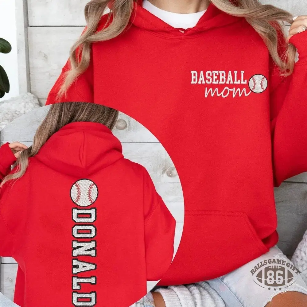 Baseball Mom Sweatshirt Glitter Embroidery Name or Team Name Hoodie