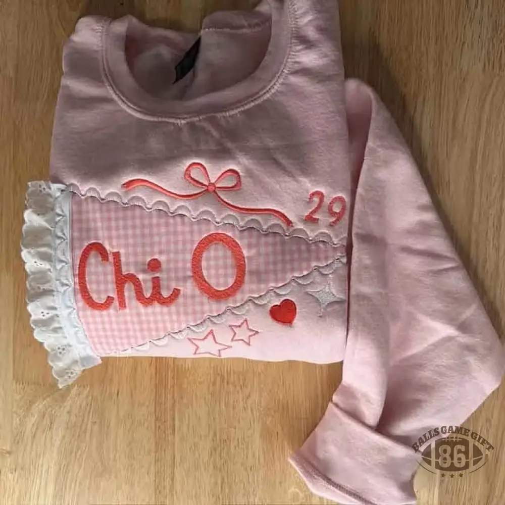Custom Pennant Sweatshirt | Gingham Lace Applique Crewneck for Game Day Team Spirit