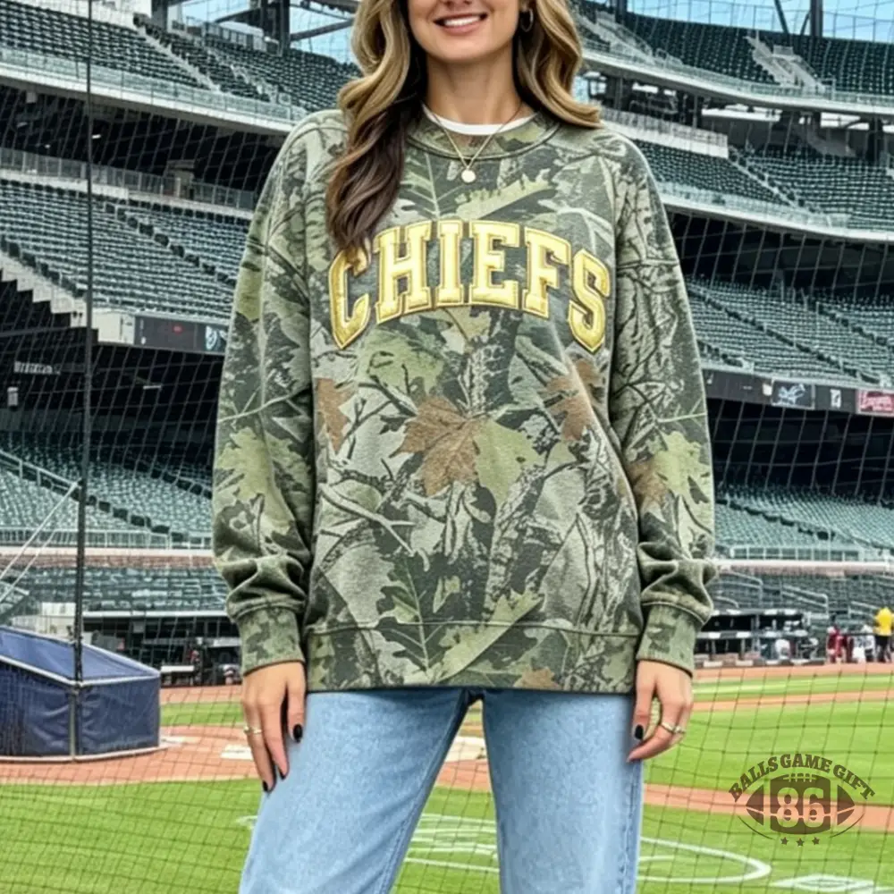 Camo Game Day Puff Print Crewneck Sweatshirt Football Fan Pullover