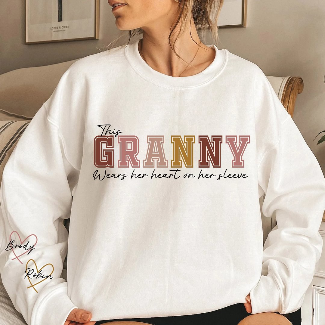 Custom Mama Embroidered Sweatshirt with Names on Sleeve Personalized Mother's Day Gift for Mom