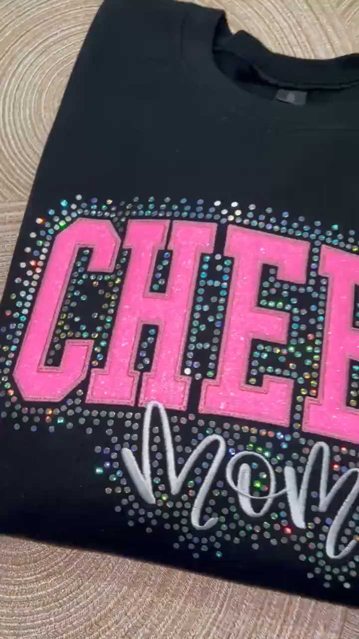 Custom Cheerleading Mom Bling Rhinestone Crewneck Sweatshirt